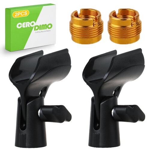 2 Pcs Adjustable Microphone Clip Set, Universal Mic Holder with Screw Adapter for Stand