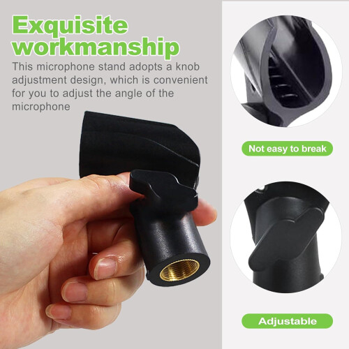2 Pcs Adjustable Microphone Clip Set, Universal Mic Holder with Screw Adapter for Stand 1