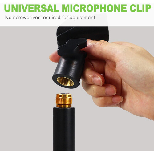2 Pcs Adjustable Microphone Clip Set, Universal Mic Holder with Screw Adapter for Stand 2
