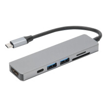 Type C Hub6in1USB Extender med HDMI Ethernet USB3.0SD TF Reader - Aluminium USB C Dockingstation til MacBook iPad Pro Samsung Galaxy med 4K
