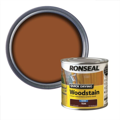 Ronseal Ronseal 9476 Quick Drying Woodstain Satin Teak 250ml 1