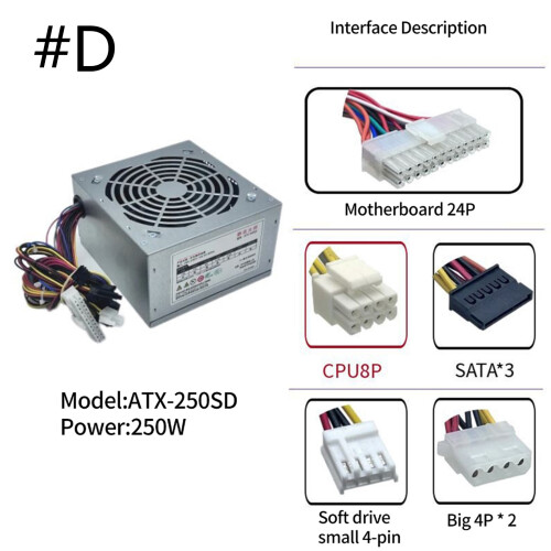 Hocheffizientes Gaming-PC-Netzteil, kleine Größe, 200-200W CPU8 1