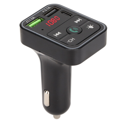 Car FM Transmitter Bluetooth Adapter,Hands-Free Siri Google Assistant with Volume Control and Power Off Restart for iPhone Samsung Huawei Android 2