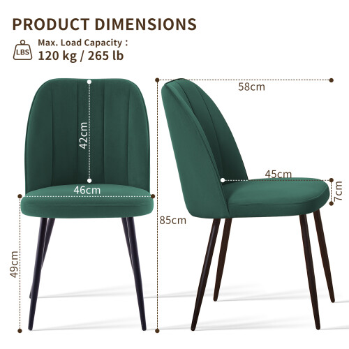 AINPECCA (Green, 2PCS) Velvet Dining Chairs Padded seat 1
