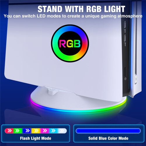 Support Vertical avec Lumière RVB pour Console pour PS5 Slim / pour PS5 Pro Support de Base Antidérapant Support Accessoires de Jeu 2