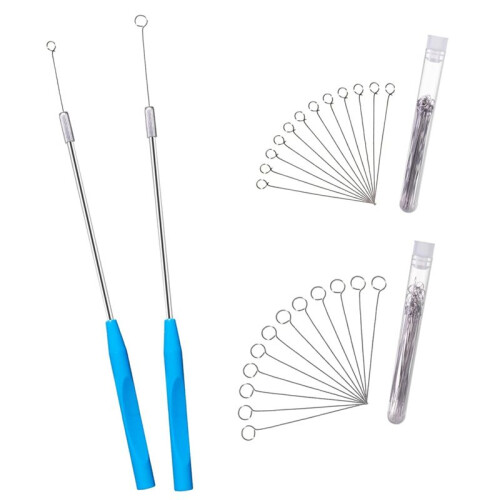 Metal Inoculation Loop, Mycology Sampling Rod with 2pcs Handle and 90pcs Nickel Reusable Inoculating Ring
