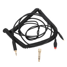 Cable de repuesto para auriculares, cable de extensión AUX en espiral, adaptador chapado en oro, audio de alta fidelidad, extensible y de gran