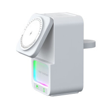 15 W 5-in-1-Ladegerät, Magnetische Nachtlichter, -Lautsprecher für , IWatch, für AirPods, Schnellladestation, Weiß