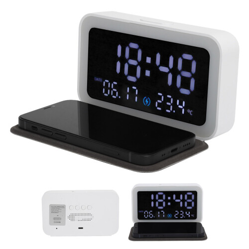 Multi Functional Digital Alarm Clock With Bluetooth Speaker Wireless Charging Pad And Usb Port Led Display With Dimmable Screen And Snooze Button 2