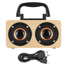 Rechargeable Battery Portable Bluetooth Speaker with AUX Effective Source Input Dual High-performance Drivers,Retro Wooden Combination Speaker for