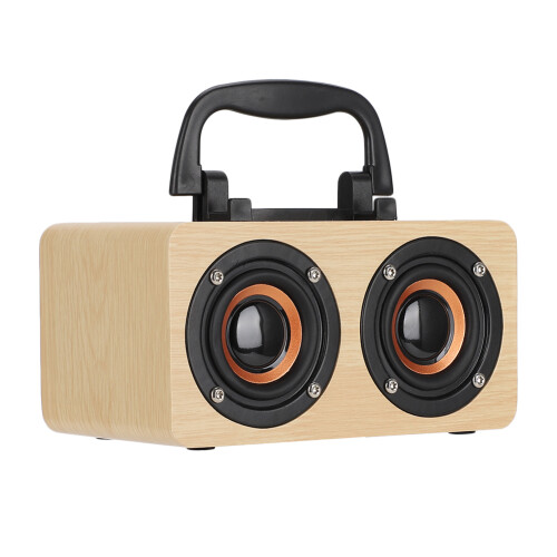 Rechargeable Battery Portable Bluetooth Speaker with AUX Effective Source Input Dual High-performance Drivers,Retro Wooden Combination Speaker for 1