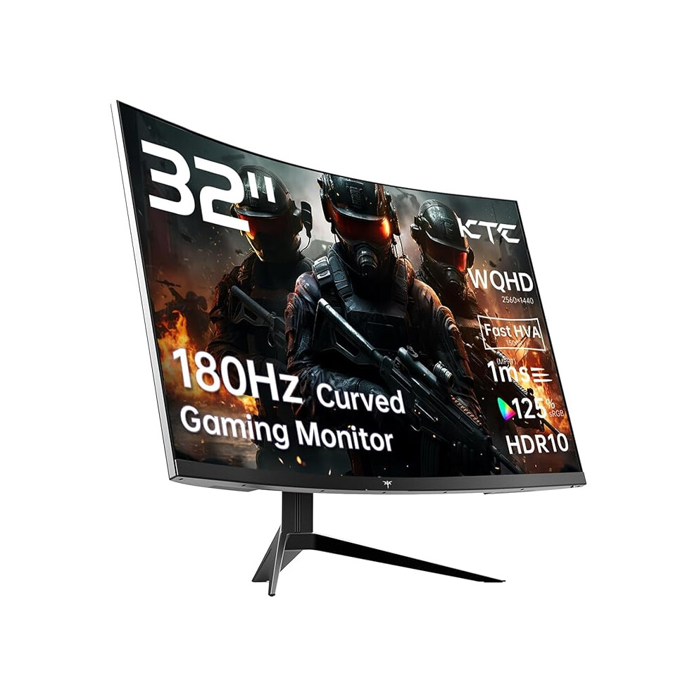 Ktc 32 Inch Curved Monitor Va 1500R, 2K Qhd 1440P@180Hz Gaming Monitor 012543657481