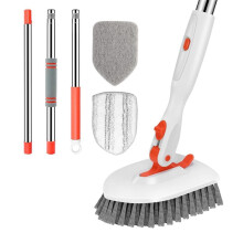 Floor Cleaning Brush, Tile Tub Floor Cleaner, Adjustable Long Handle Cleaning Brush for Cleaning Bathroom, Kitchen