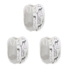3pcs Cartoon Foldable Laundry Basket Mesh Toy Storage Bin for Kids 30x30x48cm White