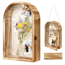 Large Wooden Shadow Box Frame 10x16 Display Case with Acrylic Cover and Removable Shelves for Keepsakes
