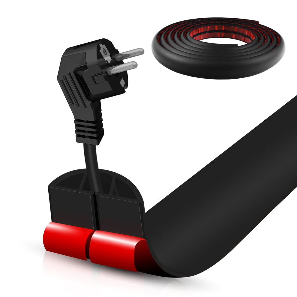 Floor Cord Cover 10Ft Self Adhesive Cable Management Protector, Tripping Resistant Pvc Wire Hider Black 9001264033200