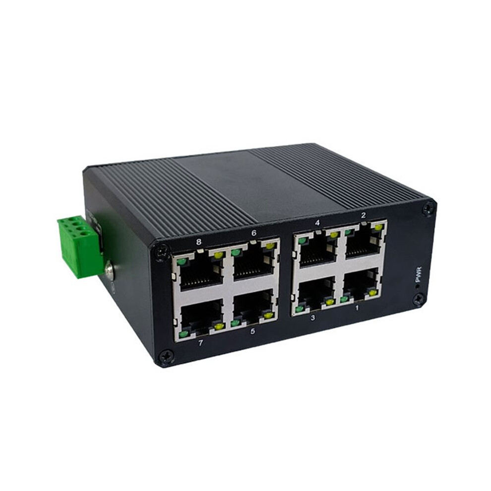 Photos - Car Amplifier 8 Port 100M Industrial Industry Ethernet Network DIN Rail Plug and IP40 Protection