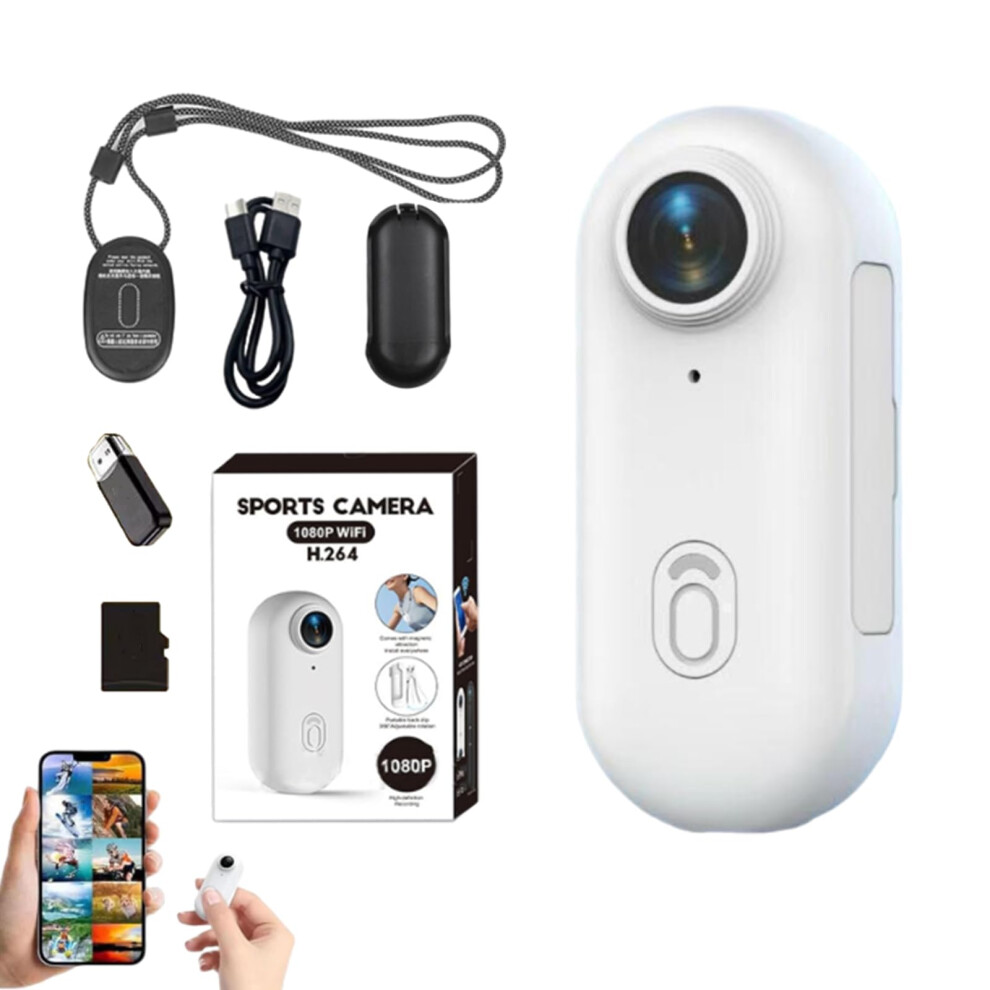 1080P Wearable Action Camera With Audio Waterproof Mini Body Cam For Cycling Diving Vlogging 32G White 9001264032500