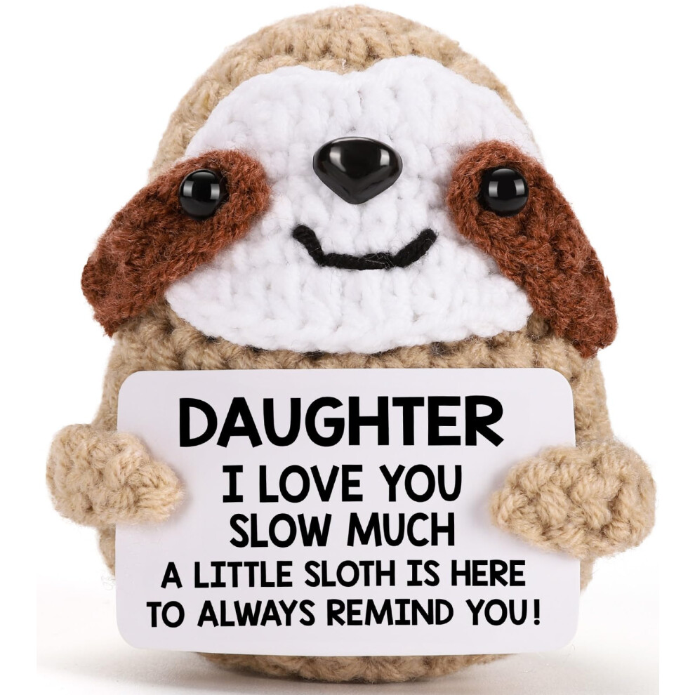Crochet Sloth Gift for Daughter from Mom  Handmade Cute Stuffed Animal Desk Decor for Birthday Christmas