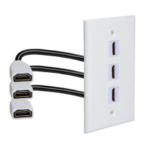 3 Port 4K HDMI Wall Plate 60Hz Female to Female, 18Gbps, ARC and 3D for Home Theater TV