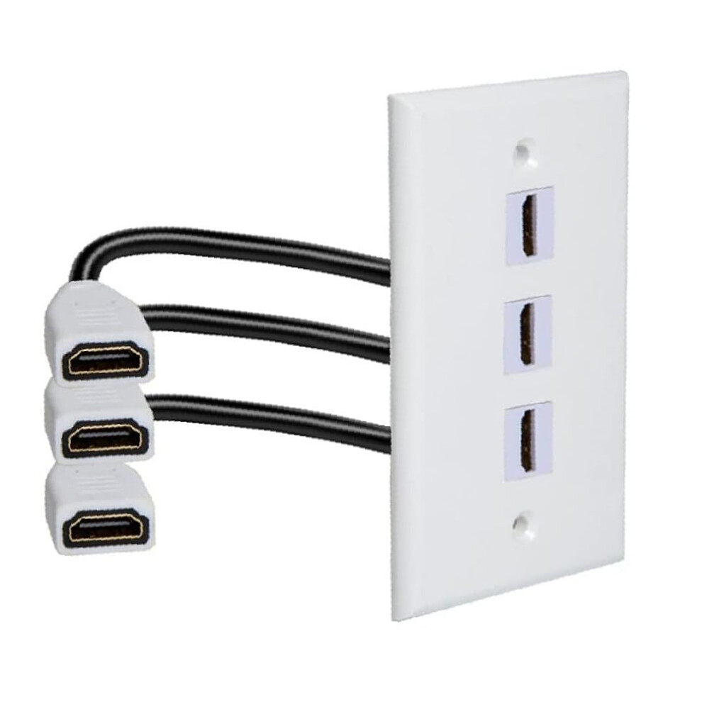 3 Port 4K Hdmi Wall Plate 60Hz Female To Female, 18Gbps, Arc And 3D For Home Theater Tv 9001264033491
