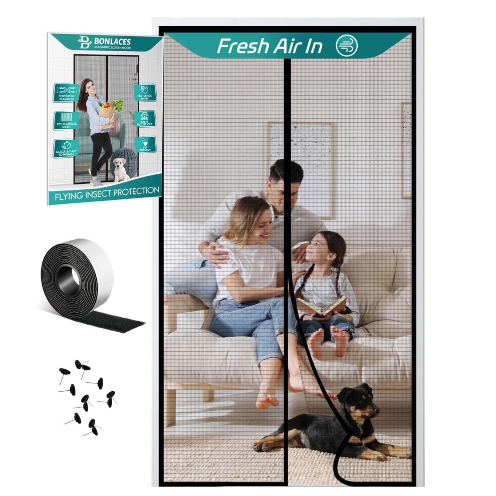 Magnetic Screen Door 36X80 Pet Friendly Tearresistant Mesh For French Doors Easy Closure 9119770765260