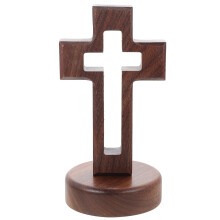 Christian Wooden Cross Table Display Catholic Crucifix with Stand for Home Decor and Wall Mount