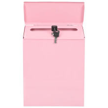 Wall Mounted Mailbox with Secure Key Lock, Lockable Suggestion Box for Home and Office, Pink