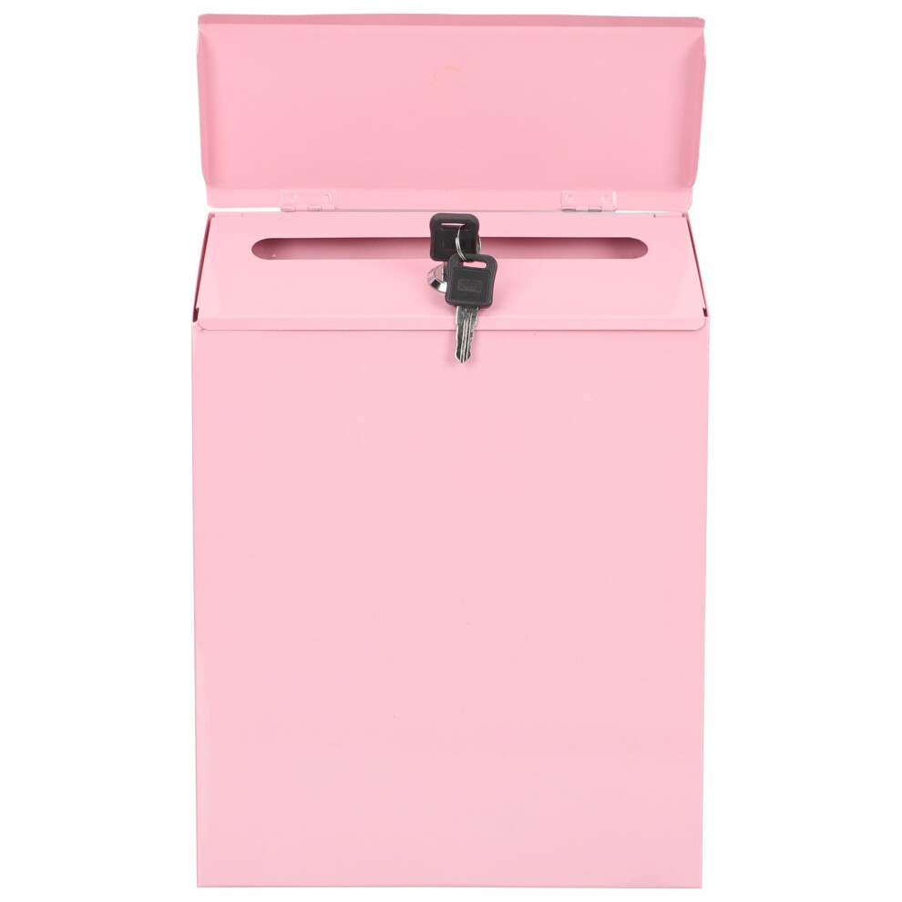 Wall Mounted Mailbox With Secure Key Lock, Lockable Suggestion Box For Home And Office, Pink 9119770764614