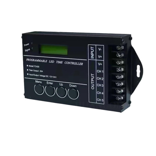 TC420 Programmable LED Time Controller 5 Channel 24H Dimming DC12V 24V 20A Energy Saving