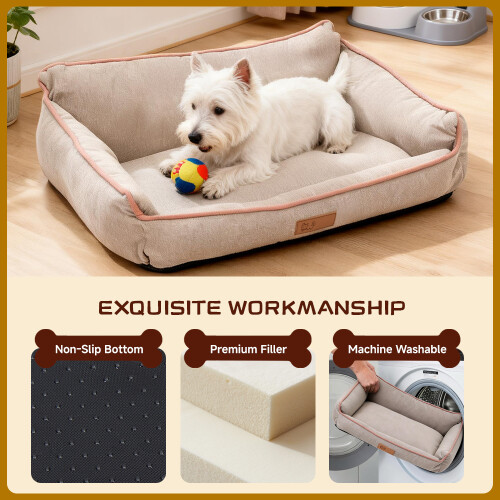 Living And Home Light Oatmeal Large Size Dog Bed Pet Sleeping Bed 2