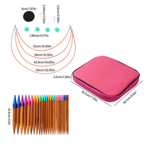 Circular Wood Knitting Needle Set with Knitting Accessories for 2