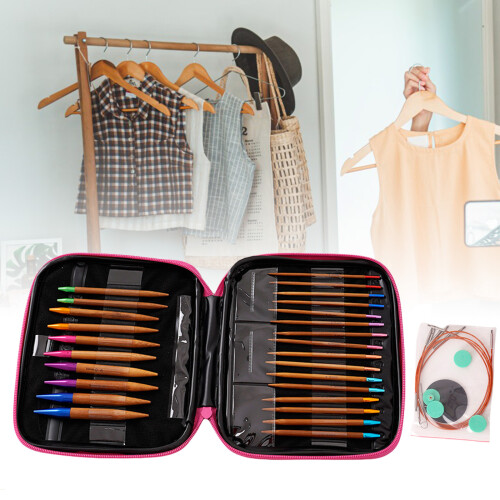 Circular Wood Knitting Needle Set with Knitting Accessories for 1