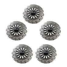 5 Stück imitierte türkisfarbene Knöpfe, 25 mm,-Schwarze Blume