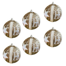 Set of 6 Baubles for Holiday Celebration Shatterproof-Gold