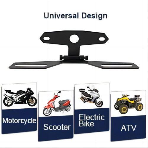 Adjustable Motorcycle License Plate Holder with Tail Light Bracket, Universal Folding Aluminum Design 1