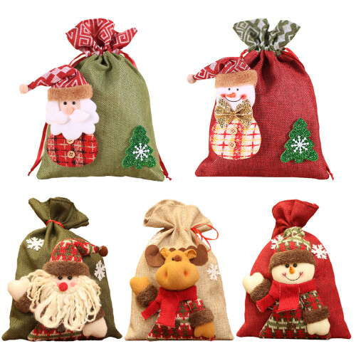 5Pcs Holiday Gift Holders with Drawstring Closure Christmas