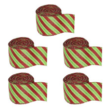 5 Rolls Decorative Christmas Glittering-Ribbon red and green