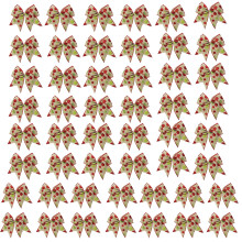 50Pcs Stylish Christmas Dotted Bowknots Ribbon Ornament-Khaki