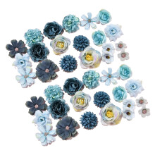 Set of 40 Silk Flower for Crafting Wedding Bouquets-Blue