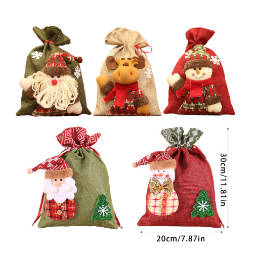 5Pcs Holiday Gift Holders with Drawstring Closure Christmas 2