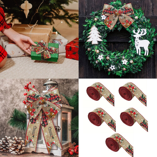 Christmas Decorative Printed Ribbons Wrapping Ribbons for 1