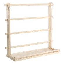 4 Tiered Ribbon Storage Holder with Hanging Hook Wood Scale