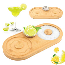 Wooden Margarita Salt Rimmer Fits Glasses Up to 4.9 Inches, Sugar and Salt Cocktail Glass Rimmer