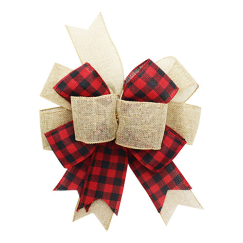 Holiday Burlap Bowknot In Checker for Multifunctional-Red 1