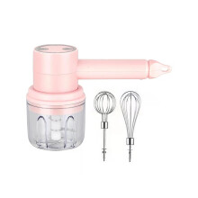 Wireless Electric Hand Mixer USB Rechargeable, 3Speed Whisk and Dough Beater for Baking Pink