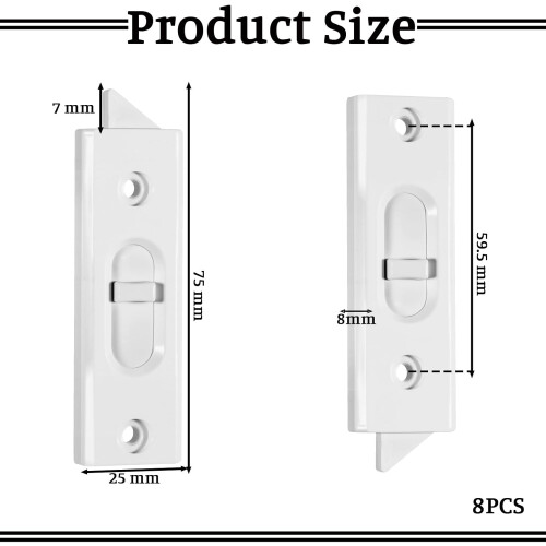 Window Tilt Latch Replacement 8Piece Set, SpringLoaded Sliding Window Lock, 2 Inch Hole Spacing 1