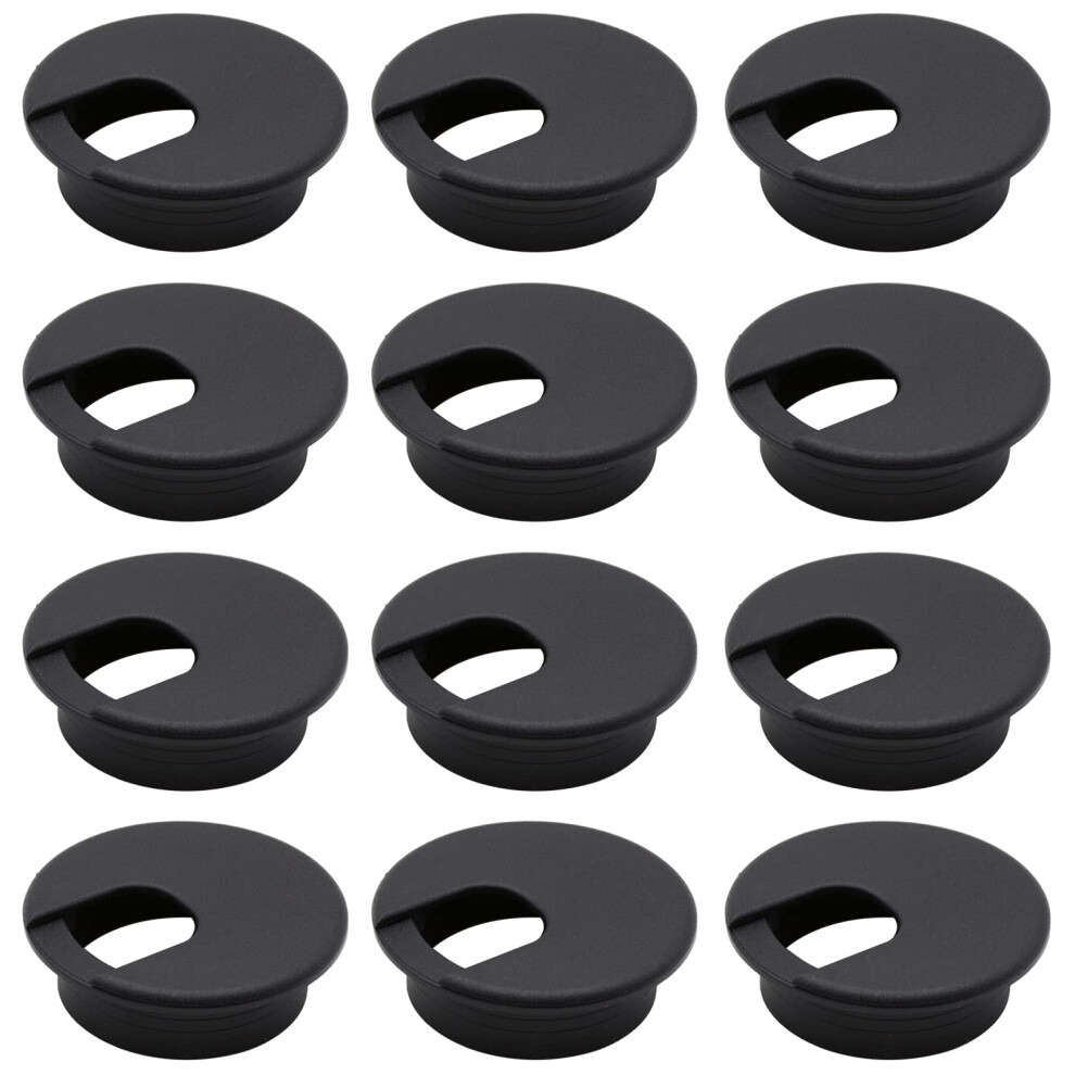 12 Pack 2 Inch Black Desk Grommet Kit For Cable Management Solution And Office Cord Organization 9189345619373