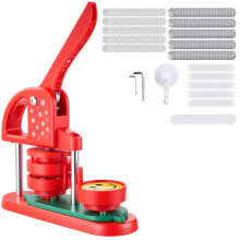 Máquina de Insignias-Duoku-58 mm-Prensa para Insignias Personalizadas de Plástico-con 100 Kits de Consumibles-Rojo