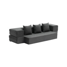 Opklapbare slaapbank 3 in 1 - DUOKU - Donkergrijs - 3 Kussens - 25D Geheugenfoam - 200 kg